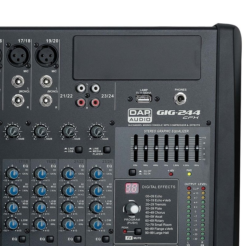 DAP GIG-244CFX 24-kanaals PA-mixer met effecten GIG-244CFX 24-kanaals PA-mixer met effecten