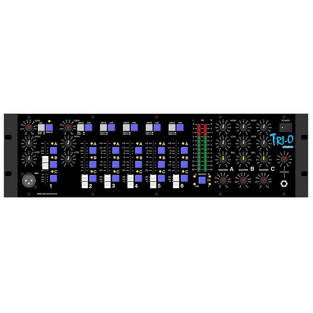 Dateq TRI-O 6-kanaals 3-zone mixer afbeelding