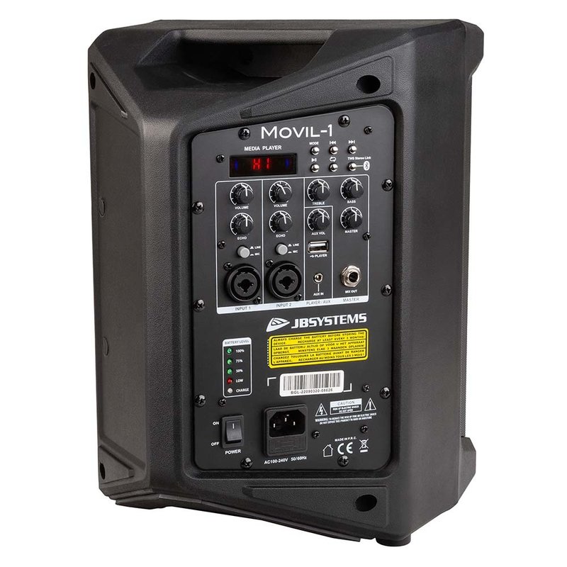 JB Systems MOVIL-1 mobiele speaker op accu met BT & mediaspeler MOVIL-1 mobiele speaker op accu met BT & mediaspeler