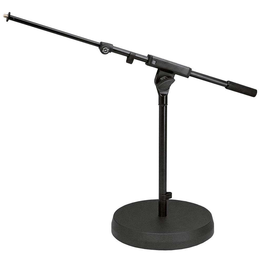 K&M 25960 laag microfoonstatief met telescopische hengel en ronde voet afbeelding