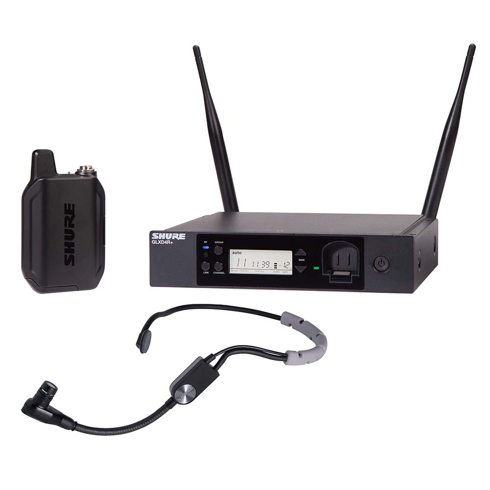 Shure GLXD14R+/SM35 draadloze SM35 headsetmicrofoonset rackmount afbeelding