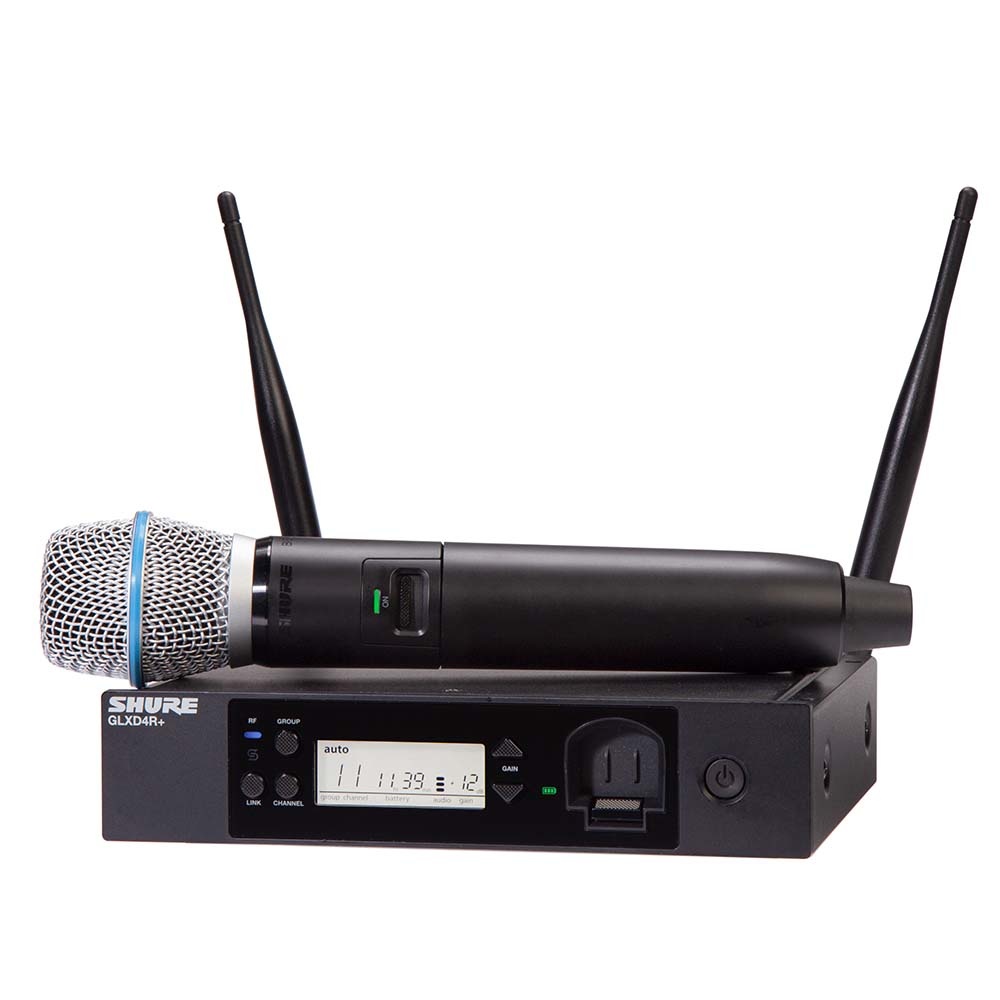 Shure GLXD24R+/B87A draadloze Beta 87A microfoonset rackmount afbeelding
