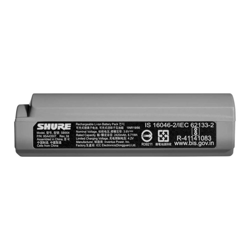 Shure SB904 oplaadbare lithium ion GLXD+ accu SB904 oplaadbare lithium ion GLXD+ accu