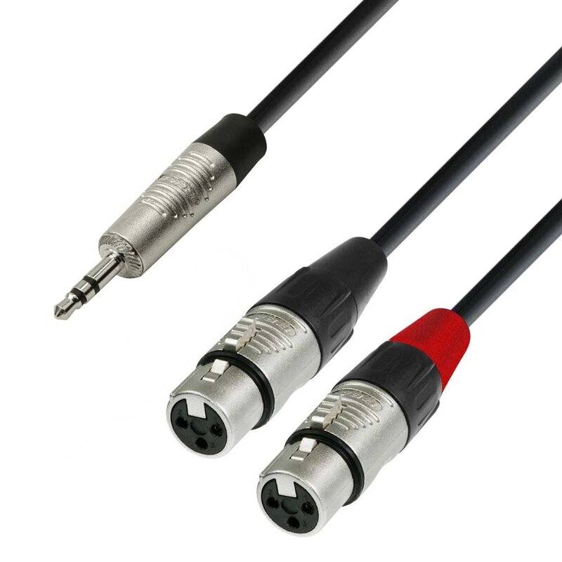 Adam Hall 4 Star YWFF 0180 Rean verloopkabel 2x XLR female naar 1x mini-jack 1,8m 4 Star YWFF 0180 Rean verloopkabel 2x XLR female naar 1x mini-jack 1,8m