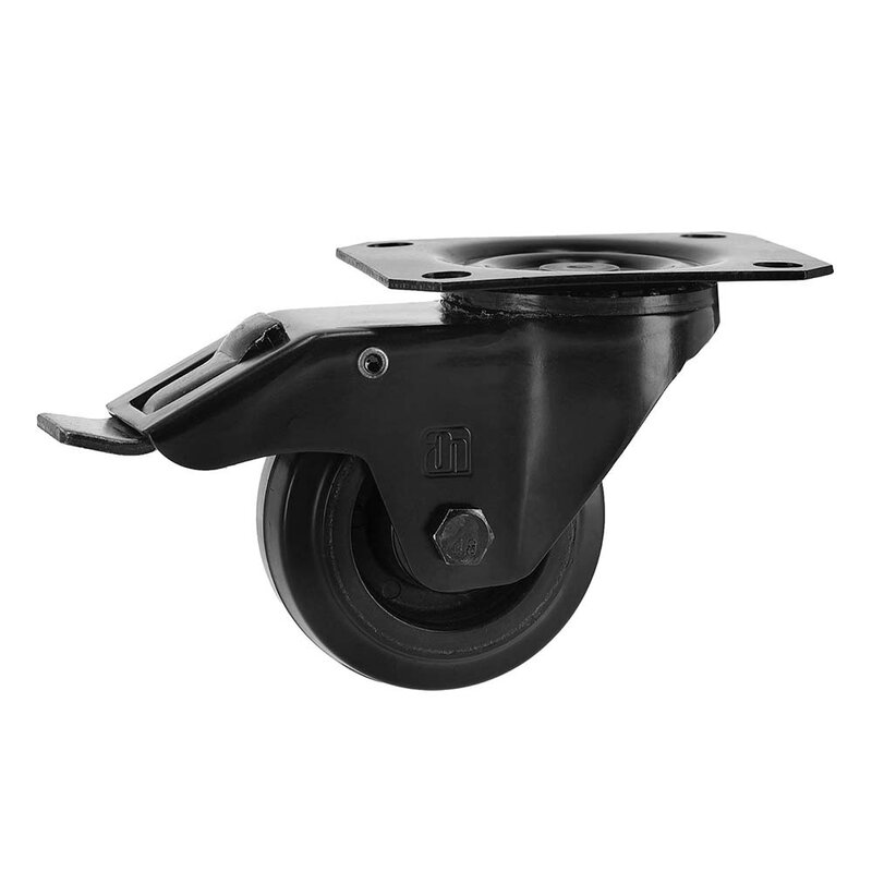 372091 BLK zwenkwiel 80mm geremd zwart