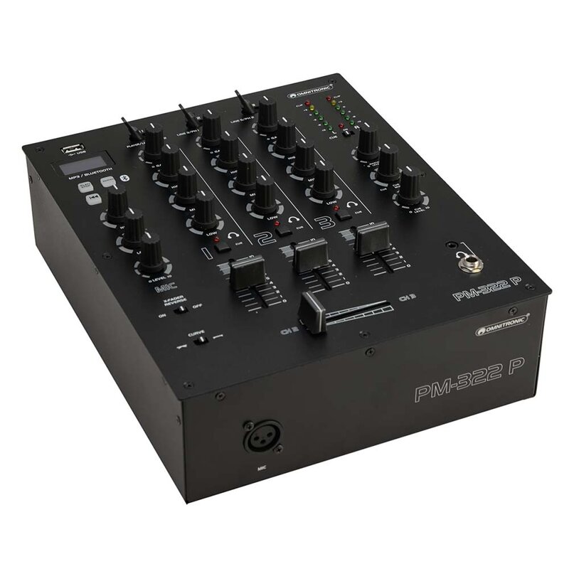 Omnitronic PM-322P 3-kanaals dj-mixer met BT en USB-speler PM-322P 3-kanaals dj-mixer met BT en USB-speler