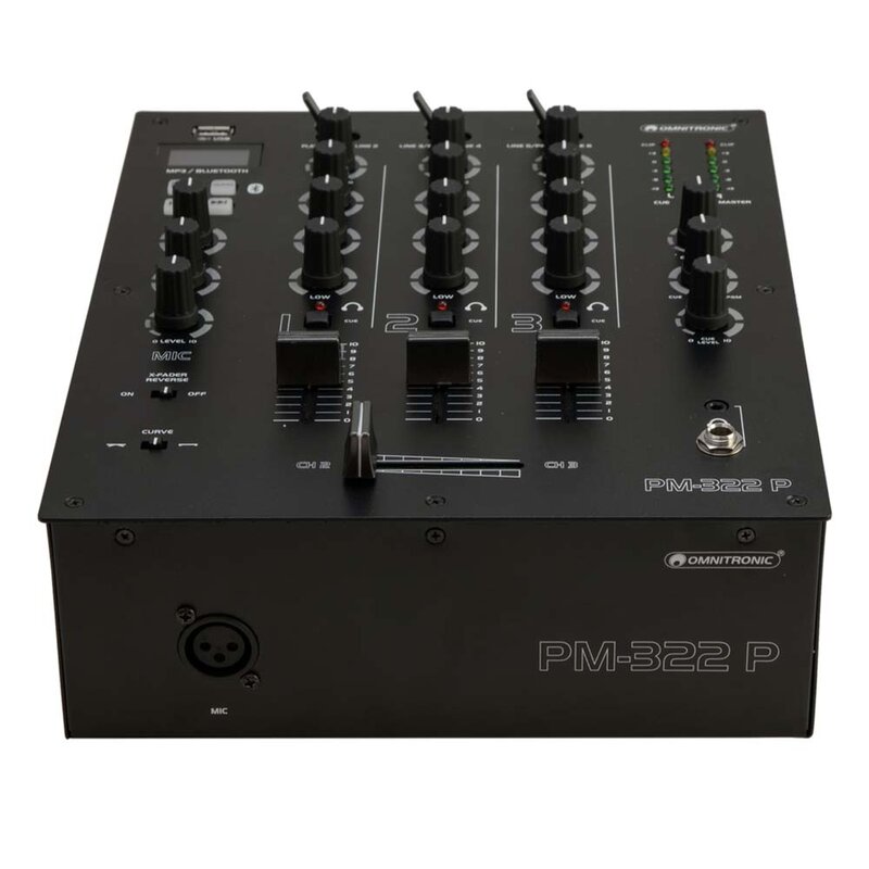 Omnitronic PM-322P 3-kanaals dj-mixer met BT en USB-speler PM-322P 3-kanaals dj-mixer met BT en USB-speler