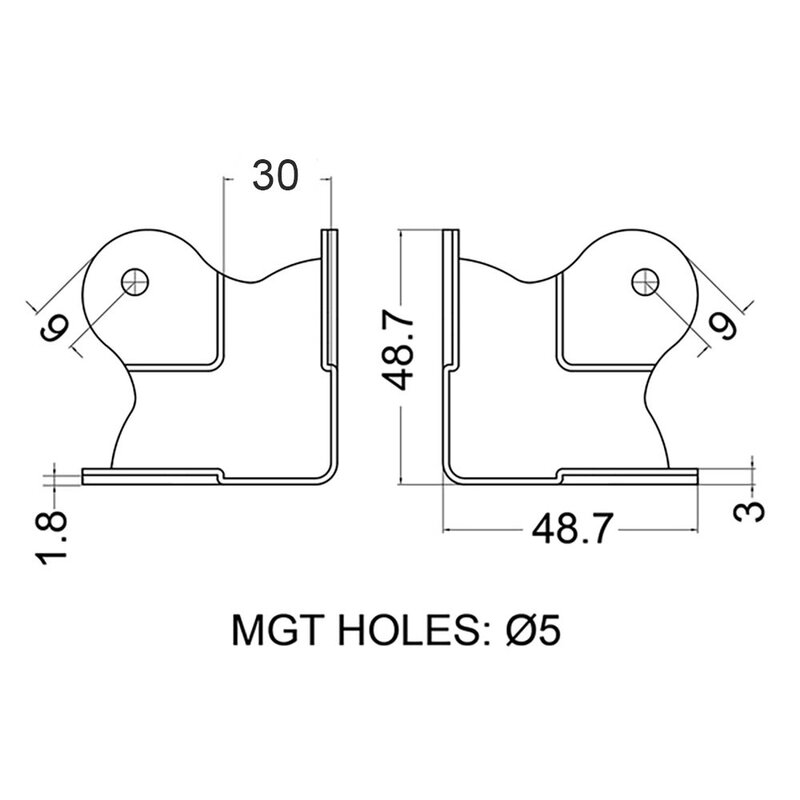 C0674/30z platte hoek 49mm met verzet 30x30mm