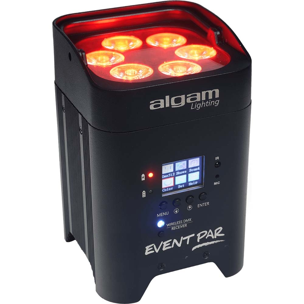 Algam Lighting - Accu par - Accu Verlichting - LED PAR RGBWAUV - Event Verlichting - Accu LEDPAR -  Inclusief Afstandsbediening - Zwart - 6x12Watt