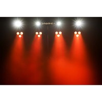 Stagebar II met 4 RGB LED-parren & 4 stroboscoops op statief