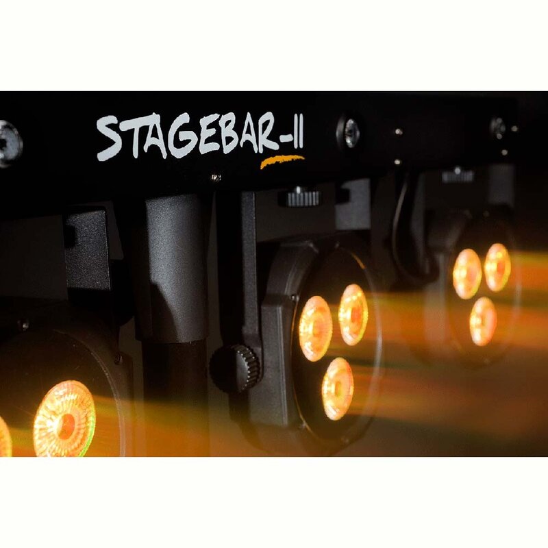 Stagebar II met 4 RGB LED-parren & 4 stroboscoops op statief