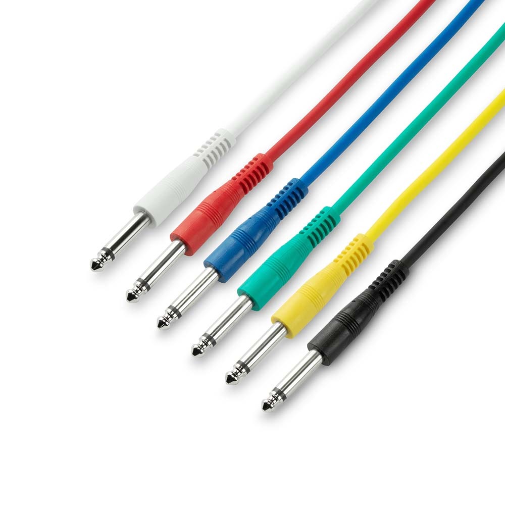 Adam Hall 3 Star IPP 0120 Set van 6 patchkabels mono jack recht 1,2m afbeelding