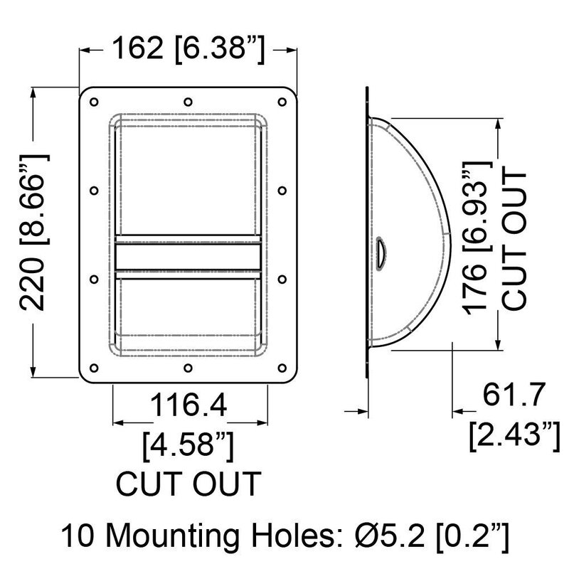 H1104 stalen inbouw handgreep met aluminium greep