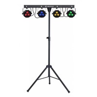 Liveset 2 met 4 RGB LED-parren & 4 stroboscopen op statief
