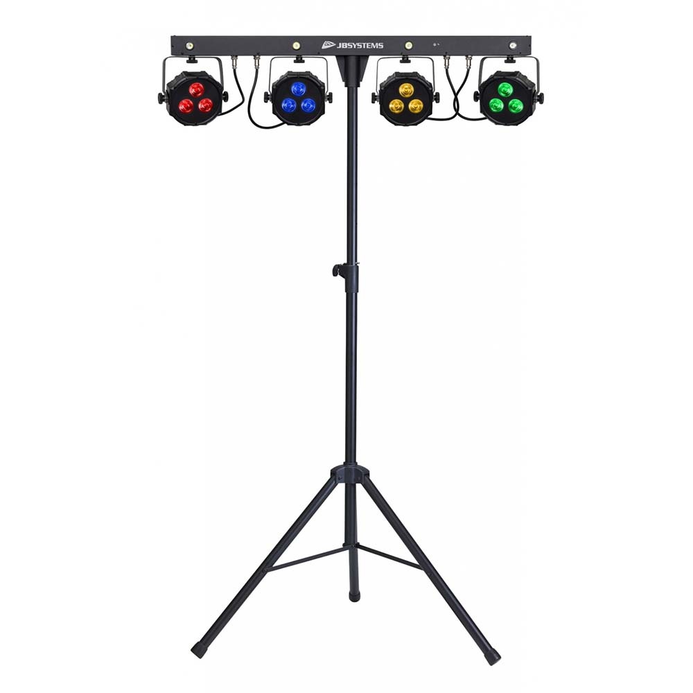 JB Systems Liveset 2 met 4 RGB LED-parren & 4 stroboscopen op statief