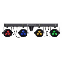 Liveset 2 met 4 RGB LED-parren & 4 stroboscopen op statief