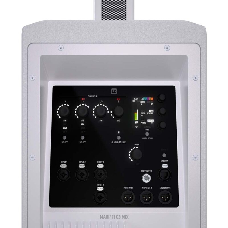 LD Systems MAUI 11 G3 MIXW actief kolom PA systeem met mixer wit MAUI 11 G3 MIXW actief kolom PA systeem met mixer wit