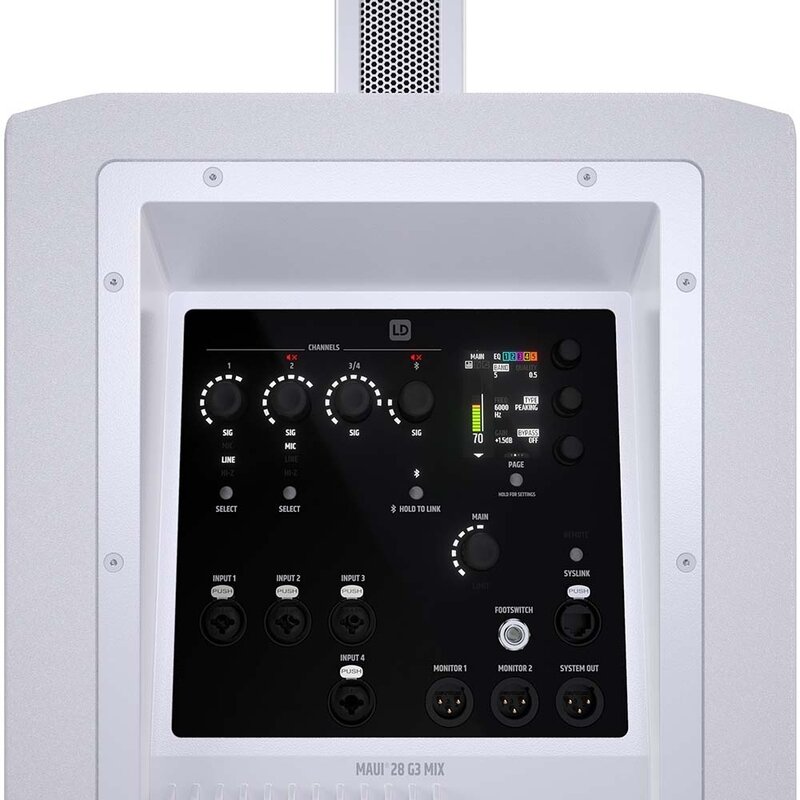 LD Systems MAUI 28 G3 MIXW actief kolom PA systeem met mixer wit MAUI 28 G3 MIXW actief kolom PA systeem met mixer wit