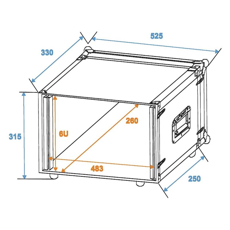 Effect Rack CO DD 19 inch flightcase 6HE 240mm diep