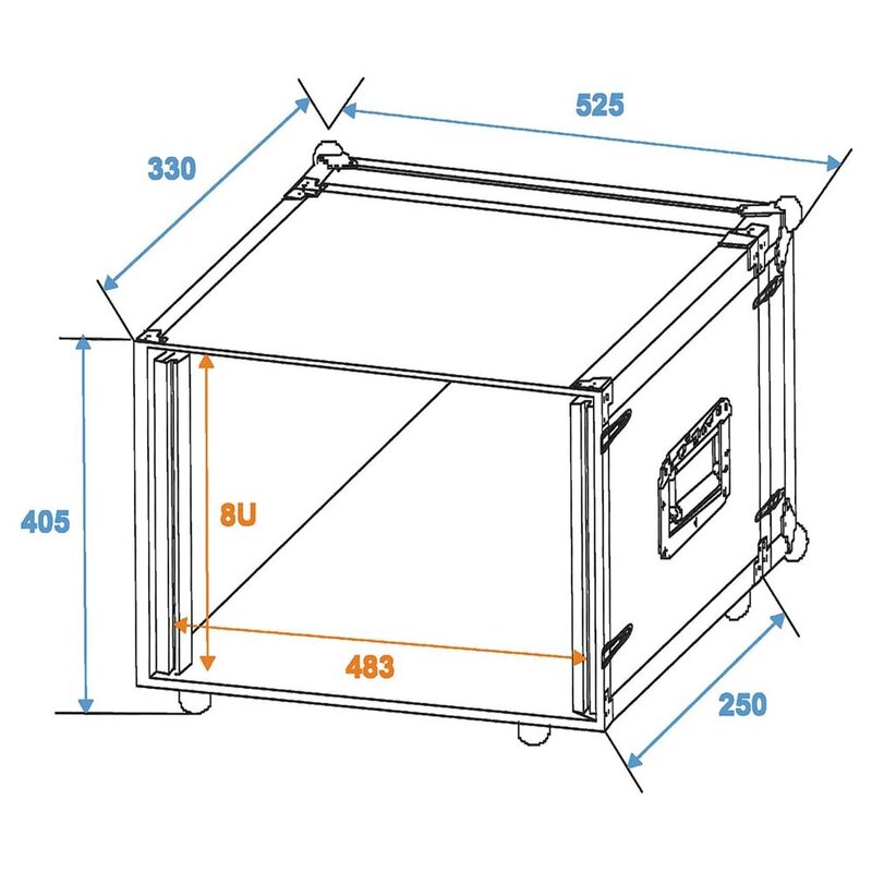 Effect Rack CO DD 19 inch flightcase 8HE 240mm diep