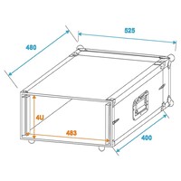 Effect Rack CO DD 19 inch flightcase 4HE 380mm diep