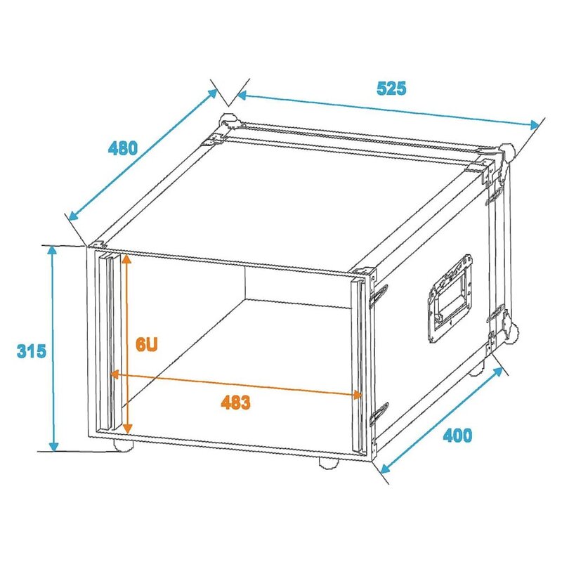Effect Rack CO DD 19 inch flightcase 6HE 380mm diep