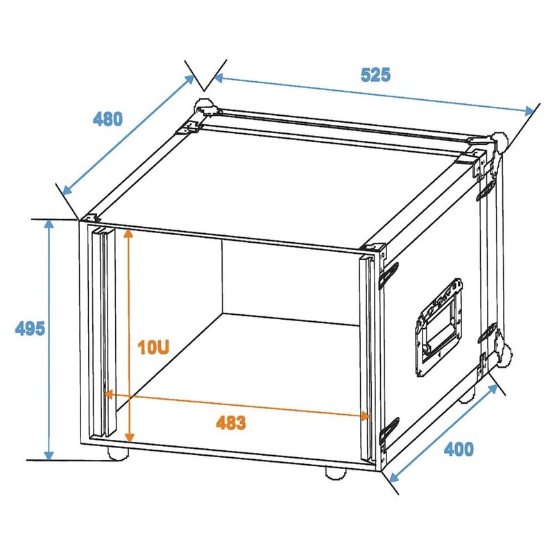 Effect Rack CO DD 19 inch flightcase 10HE 380mm diep