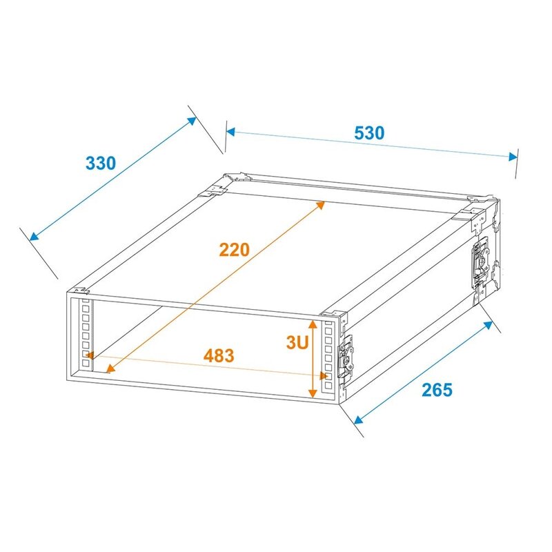 Rack Profi 19 inch flightcase 3HE 250mm diep