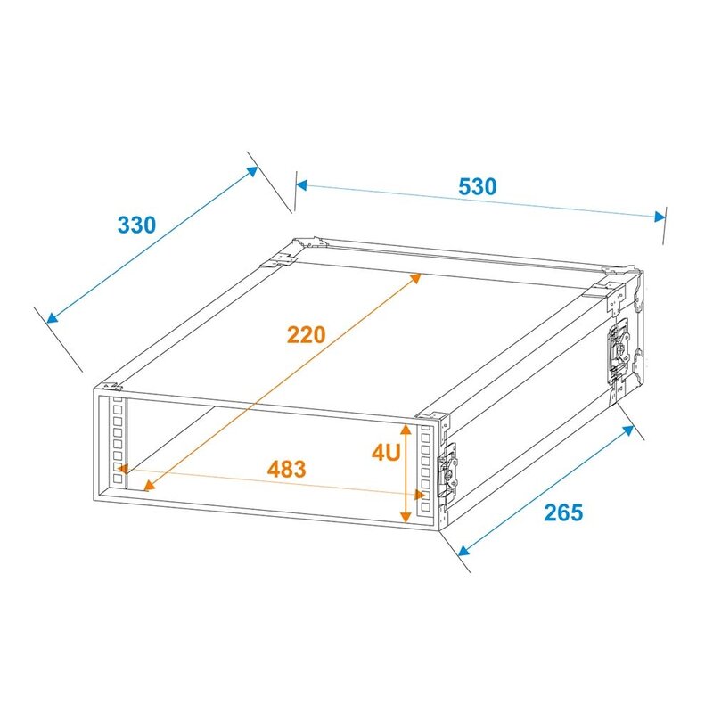 Rack Profi 19 inch flightcase 4HE 250mm diep