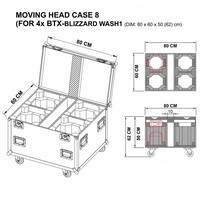 Moving head case 8 flightcase voor 4x BTX-Blizzard Wash1 of BTI-BLIZZARD WASH1