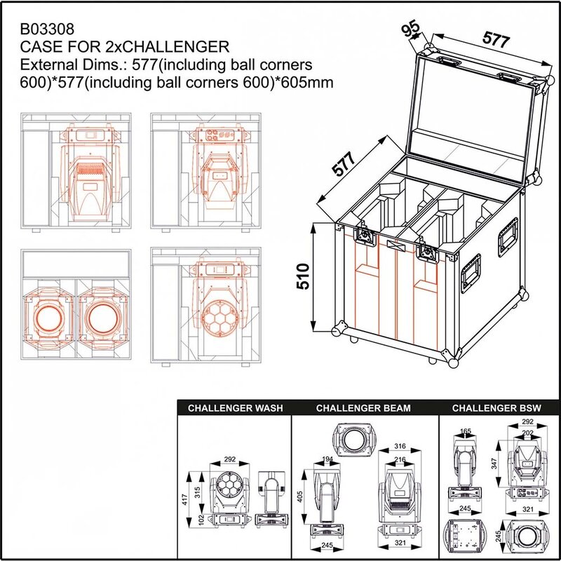 Case for 2x Challenger BSW, BEAM of WASH
