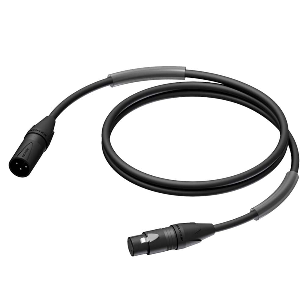 XLR MALE - XLR FEMALE - 5M - NEUTRIK - HIGHFLEX - BLACK