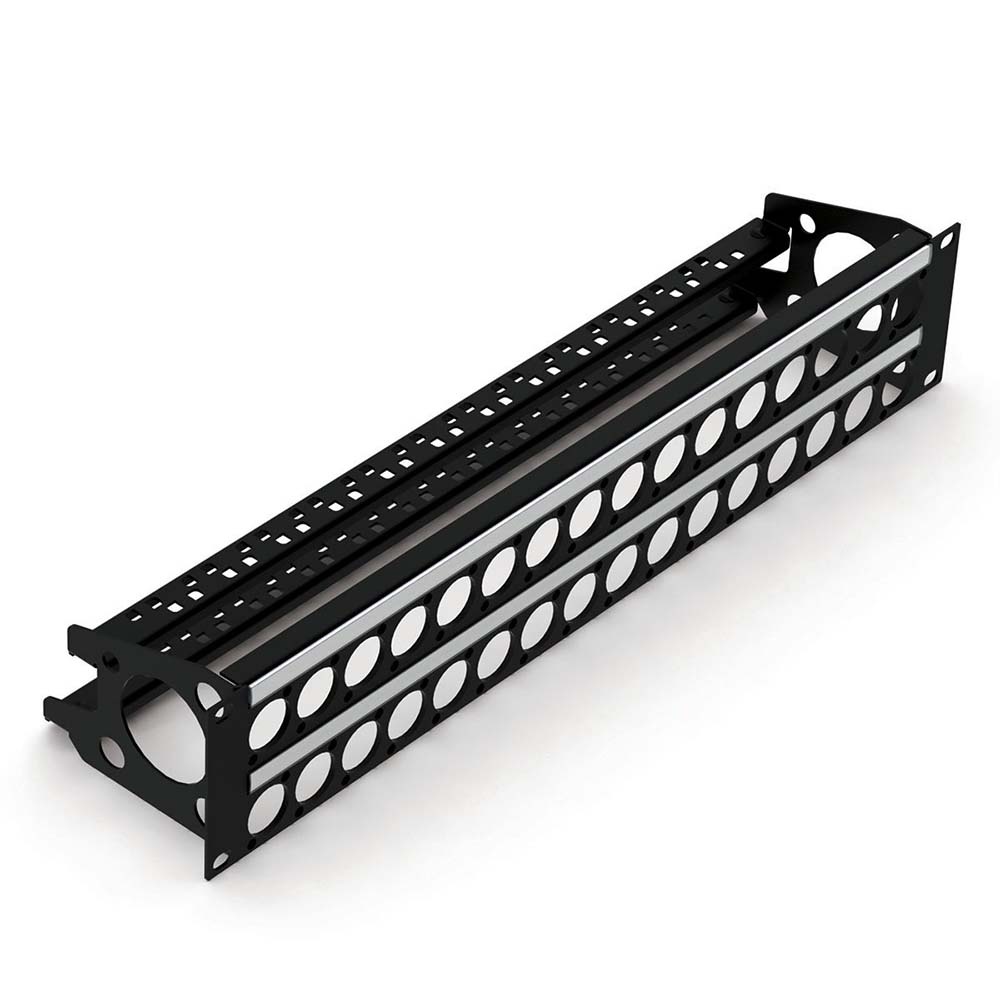 Penn Elcom R2269/2UK/32 rackpaneel 32x D-hole 2HE met ID-strip & trekontlasting bar afbeelding