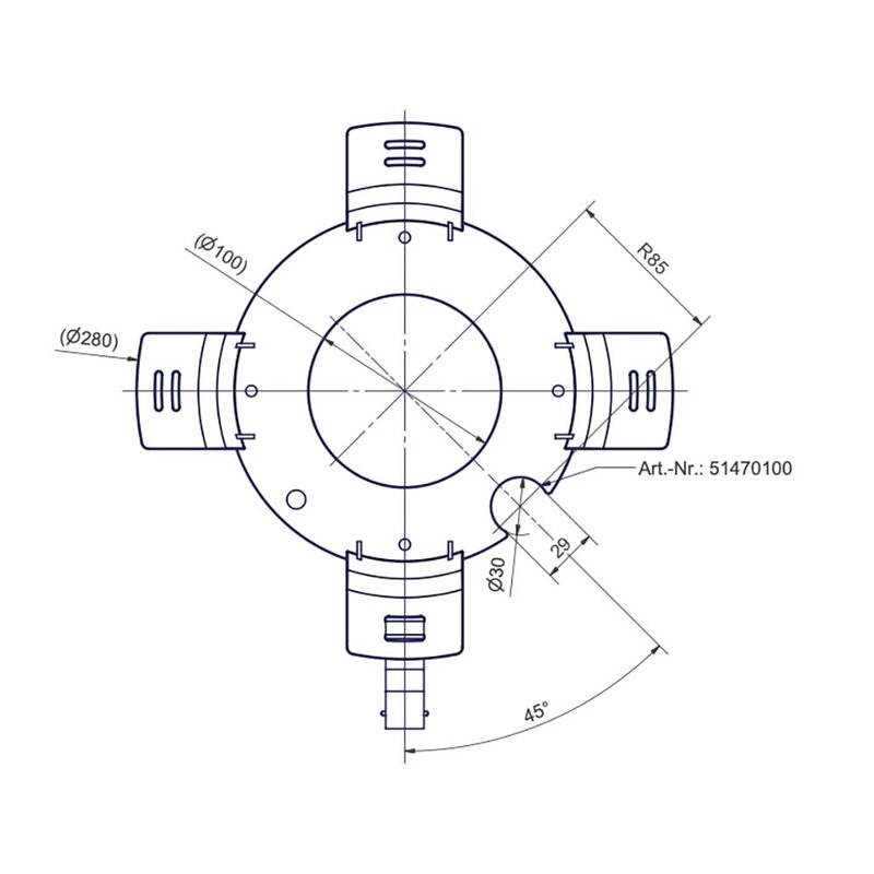 KOMB RM Frontplaat met kabeluitsparing en kabelgeleider voor haspel