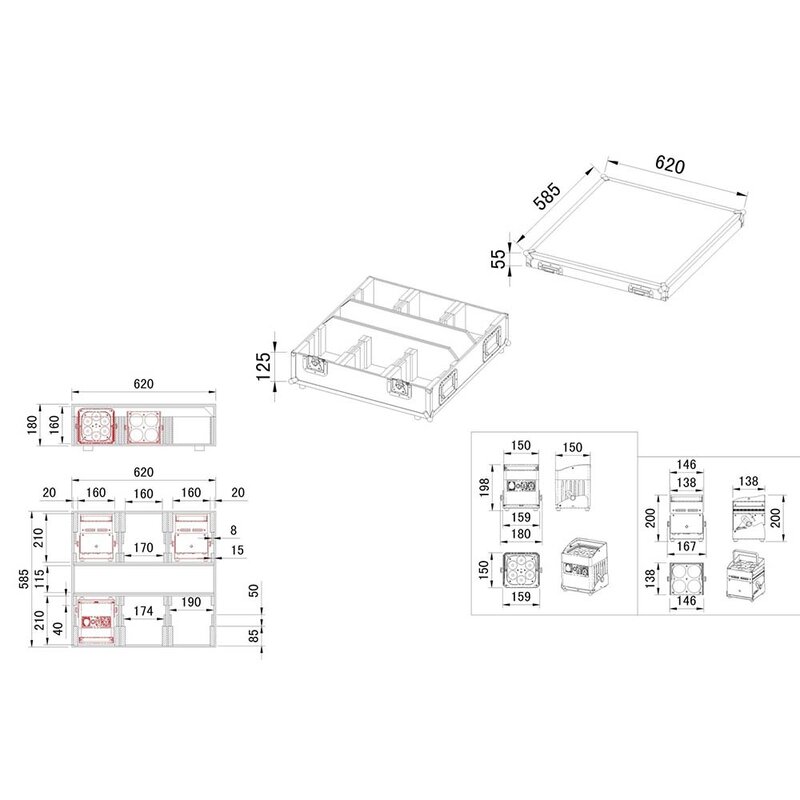 CASE-3 voor 6x ACCU COLOR of BT-AKKULITE IP