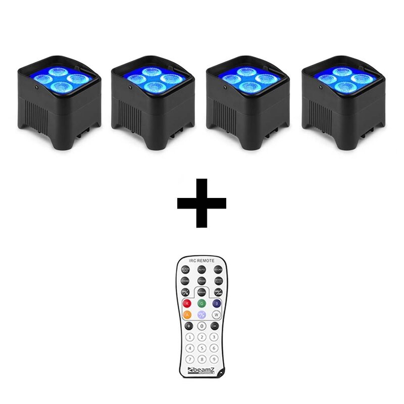 4x BBP94W verticale LED par op accu RGBWA+UV WDMX