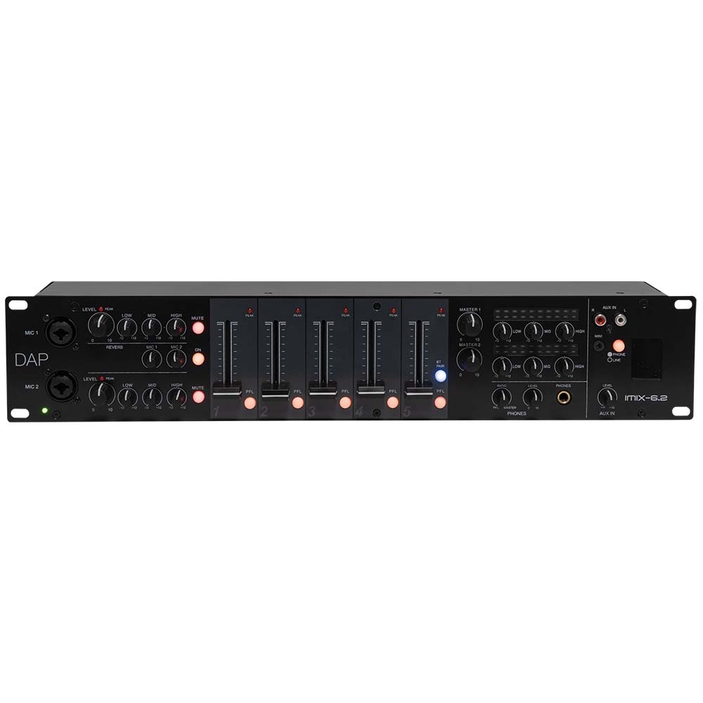 DAP IMIX-6.2 7-kanaals 2U installatiemixer met Bluetooth afbeelding