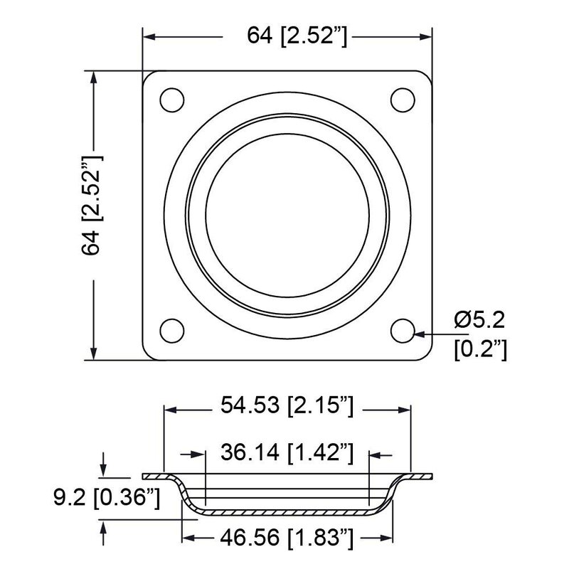 D0651K Inbouwschotel 1x D-size zwart