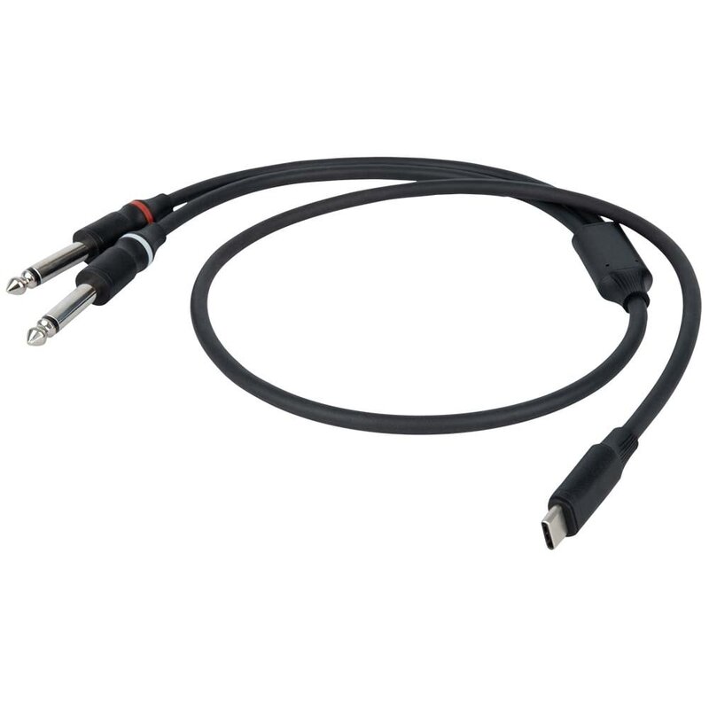 FL111 verloopkabel USB-C naar 2x jack mono 150cm