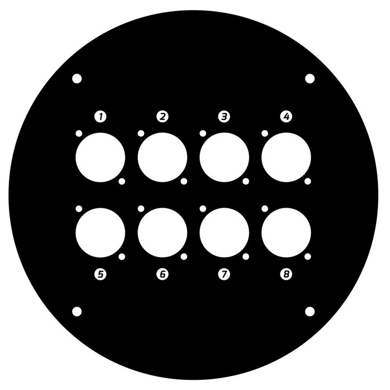 Adam Hall Plaat voor K4CD042 haspel met 8x D-size gat Plaat voor K4CD042 haspel met 8x D-size gat