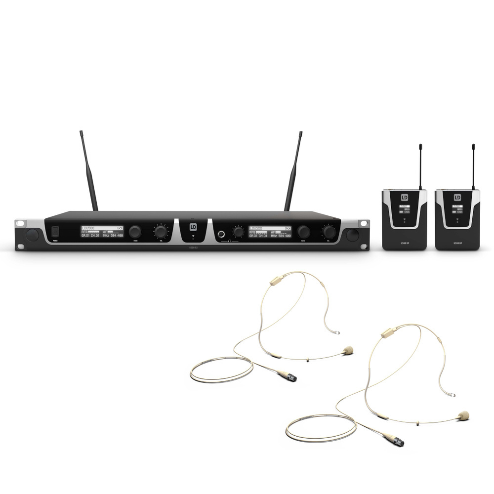 LD Systems U505 BPHH2 Dubbel draadloos headsetsysteem huidskleur afbeelding