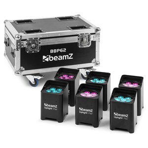 Beamz 6x BBP62 par uplights op accu + flightcase met oplaadfunctie Beamz 6x BBP62 par uplights op accu + flightcase met oplaadfunctie