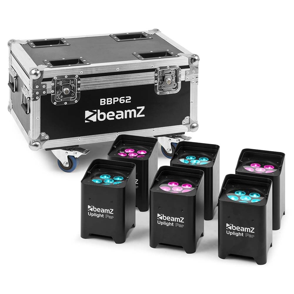 BeamZ 6x BBP62 par uplights op accu + flightcase met oplaadfunctie afbeelding