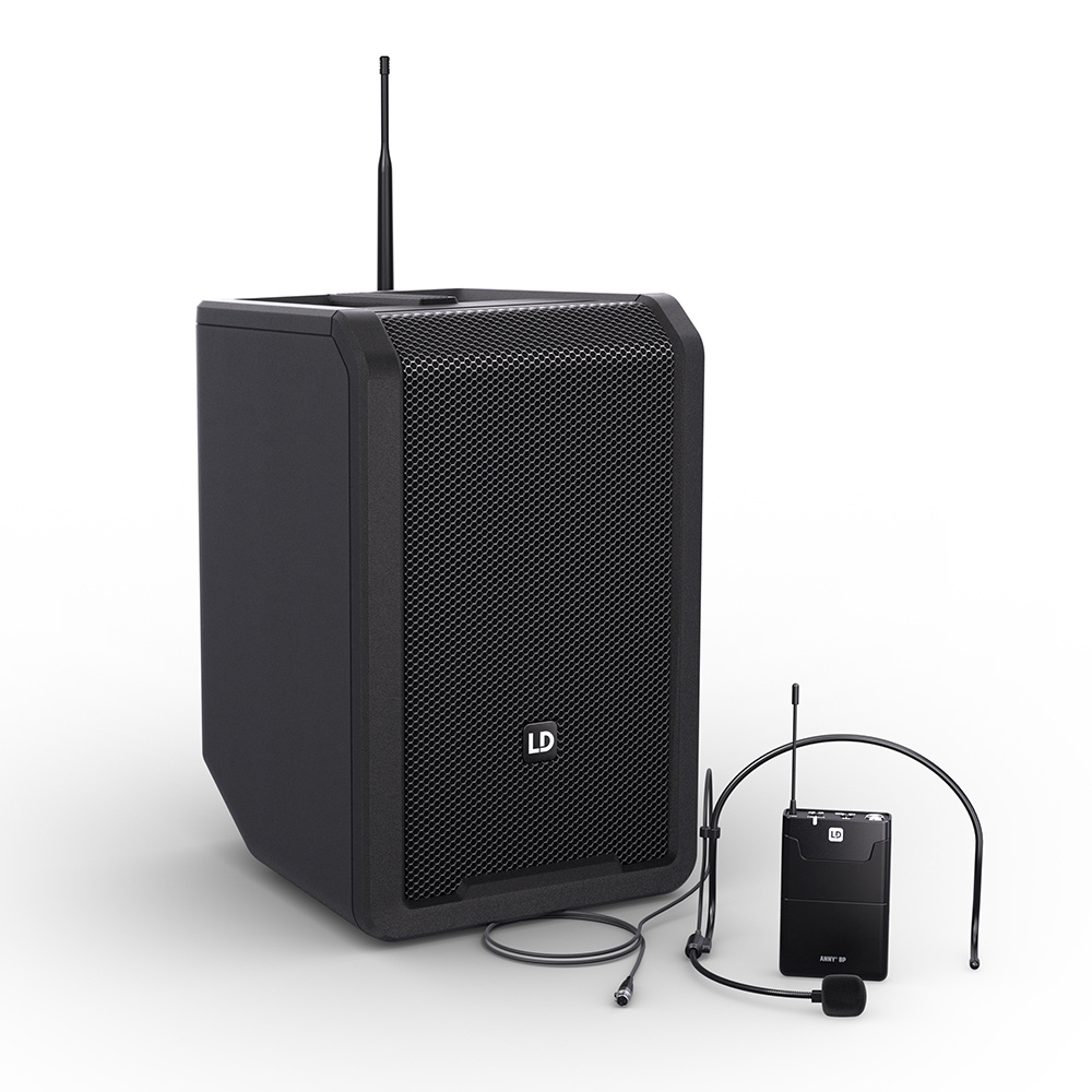 LD Systems ANNY 8 BPH B6 mobiele accu speaker met mixer en 1x headset microfoon incl. bodypack afbeelding