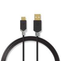 Nedis USB 2.0 Kabel A naar C 2 m zwart USB 2.0 Kabel A naar C 2 m zwart