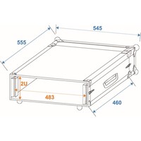 Amplifier Rack PR-1 19 inch flightcase 2 HE 460 mm diep