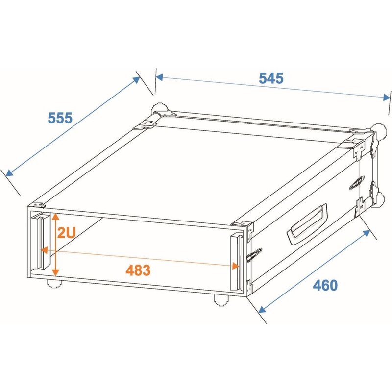Amplifier Rack PR-1 19 inch flightcase 2 HE 460 mm diep