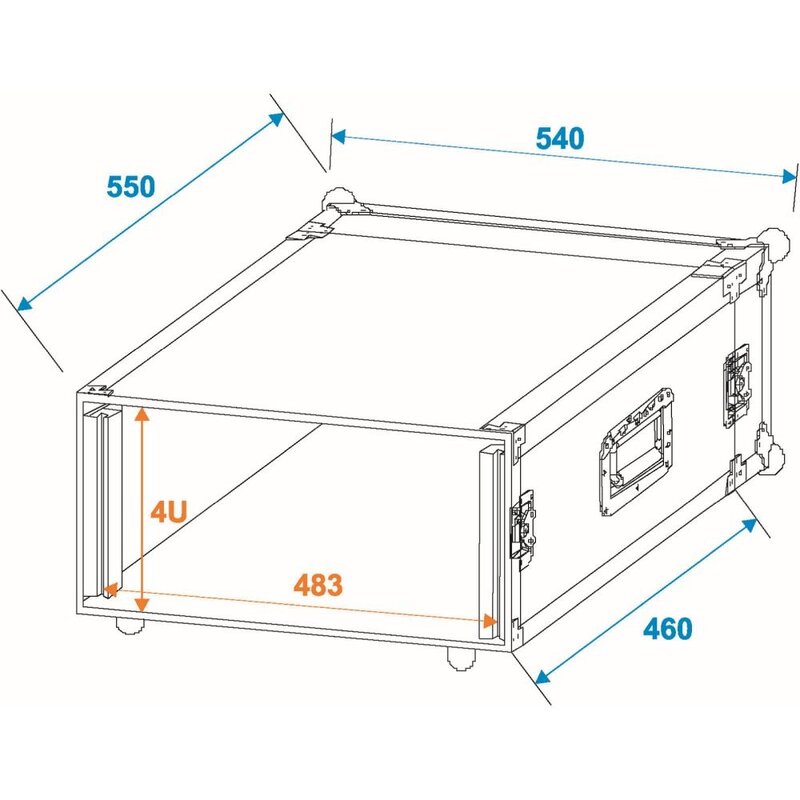 Amplifier Rack PR-2 19 inch flightcase 4 HE 470 mm diep