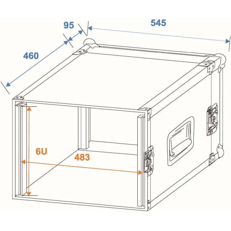Amplifier Rack PR-2 19 inch flightcase 6 HE 470 mm diep
