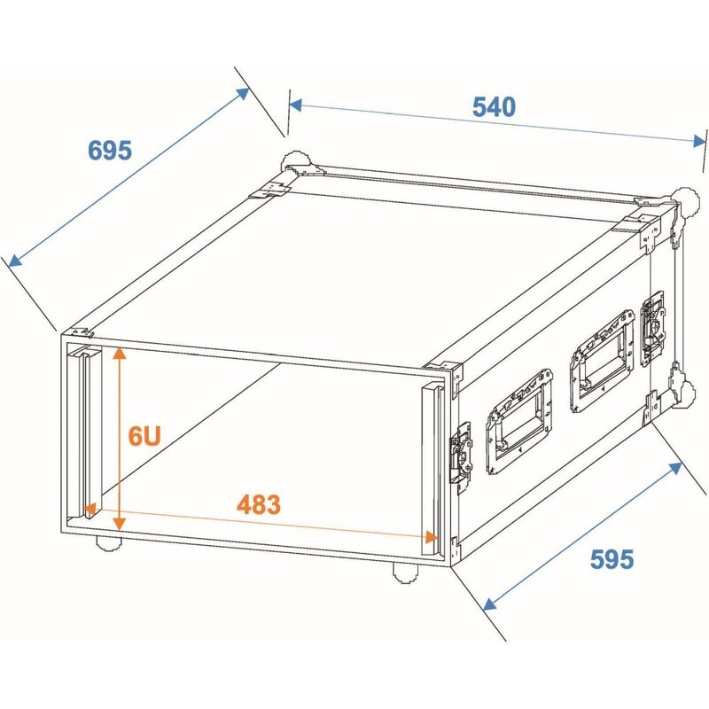 Amplifier Rack PR-2ST 19 inch flightcase 6 HE 570mm diep